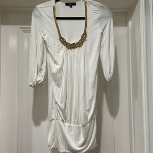 Sexy SKY sexy light cream & gold stretchy dress size S EUC